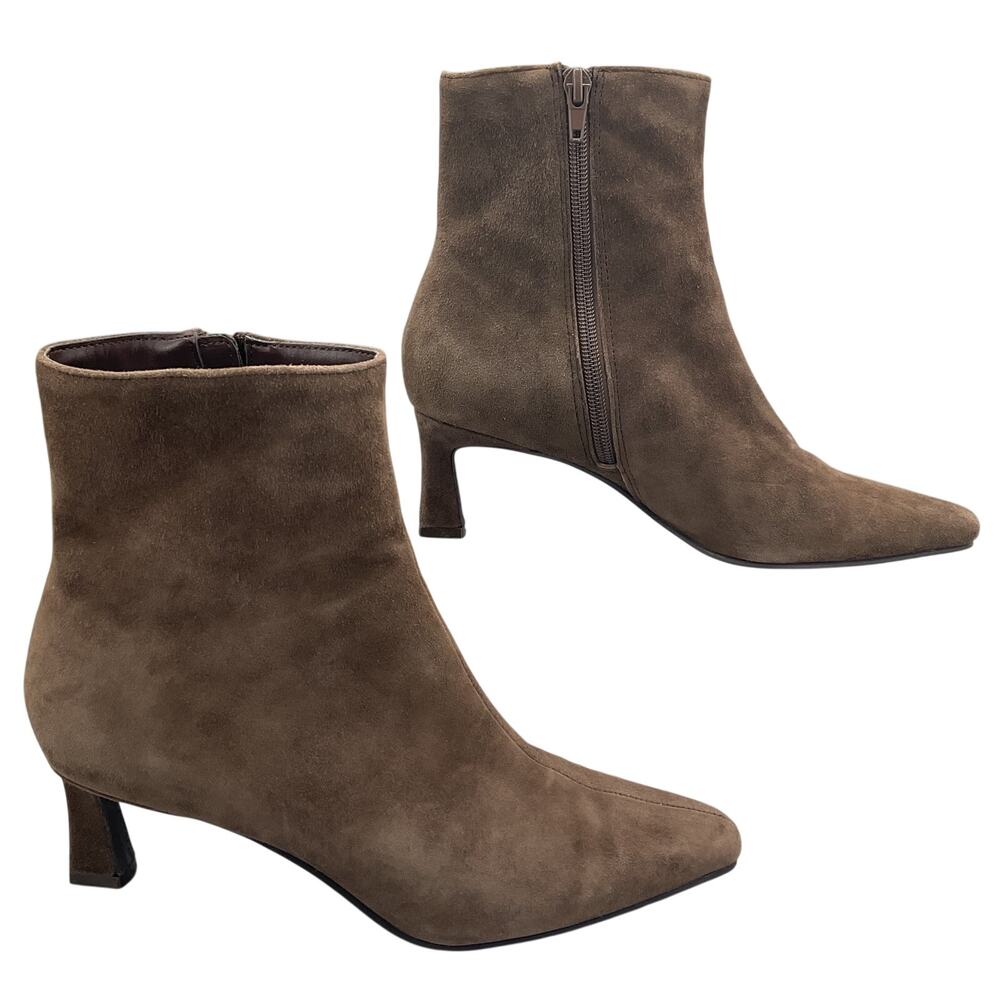 Aqua Women’s Song Leather Ankle Booties Brown Size 6